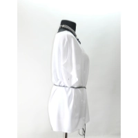 Elegancka tunika o luźnym fasonie - biała haftowane koła